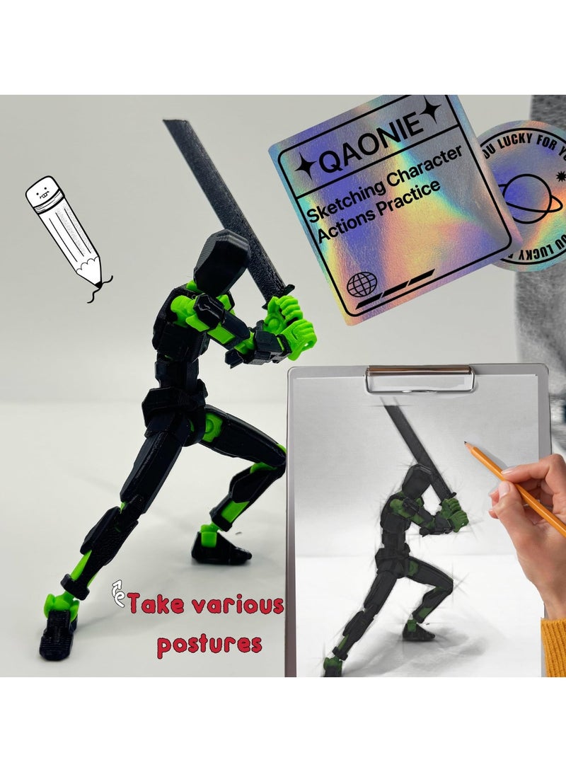 (Assembly Completed) 3D Printed Figure 5.54-inch Dummy13 with Weapon Expansion Set and Bracket, Full Body Mechanical Movable Toy, Desk Decoration. (Black) - Image 4